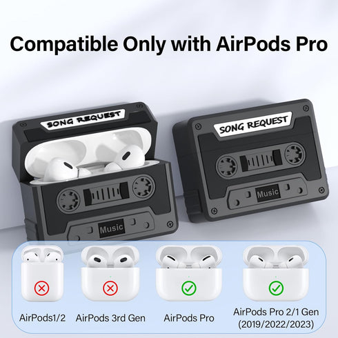 Cassette Tape Case Cover for AirPods Pro 2nd Generation,Look Back Past,Enjoy Future,Shock Resistant,Washable,Scratch Proof,with Cleaning Kit&Beaut...