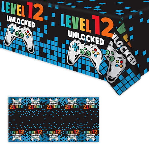12Th Happy Birthday Party Supplies Tablecloth Decorations for Video Game Kids Official Teen Player on Birthday Party Decoration Picnic Camping Pla...