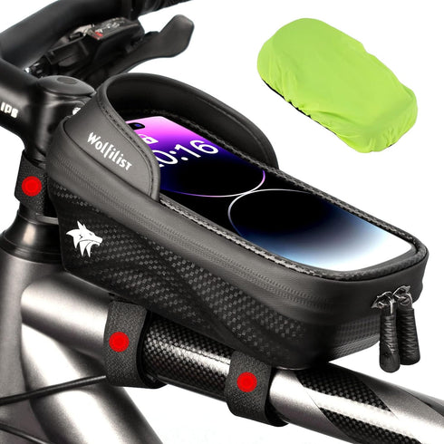 Bike Bag - Waterproof Bike Frame Bag with Sun-Visor Rain Cover, Bike Phone Holder with TPU Sensitive Touch Screen, Handlebar Bag Bicycle Accessori...