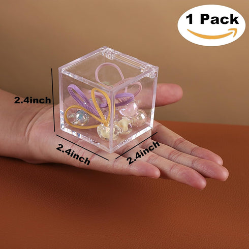 KissYou Clear Acrylic Box with Lid Cute Clip Organizer Dispenser for Desk Organizers Aesthetic Hair Accessories Organizer Easter Gift Box...