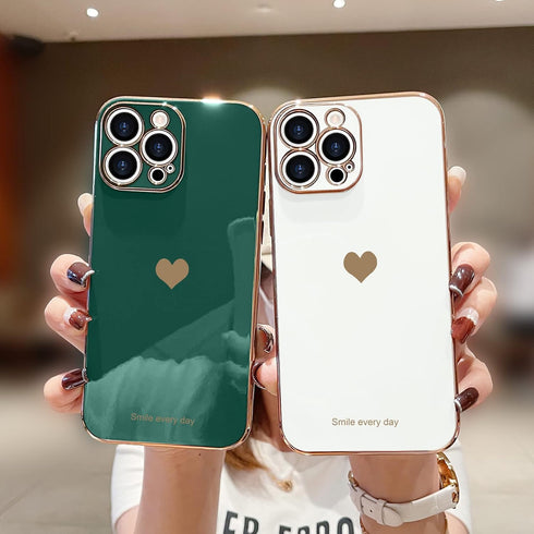 Teageo for iPhone 14 Pro Max Case for Women Girl Cute Love Heart Luxury Soft Bling Back Cover Raised Full Camera Protection Bumper Silicone Shockp...