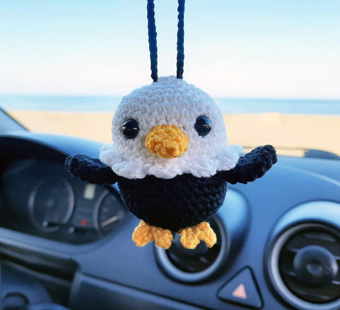 Handmade Baby Eagle, Crochet Car Rear View Mirror Holder, Hanging Accessories Ornaments Cute Rearview Mirror Charm....