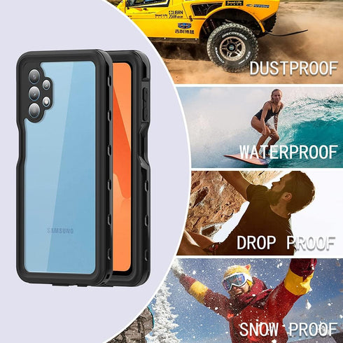 Ezanmull Samsung Galaxy A32 5G Waterproof Case, Rugged Full Body Underwater Protective Cover with Built-in Screen Protector (Clear/Black)...