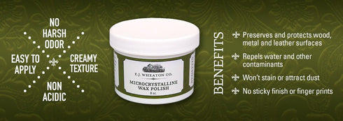 E.J. Wheaton - Microcrystalline Wax Polish, Preserves and Protects Metal, Leather and Wood Surfaces, Made in USA (8 oz.)...