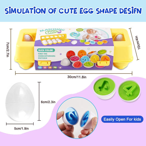 LOOIKOOS Matching Egg Toy Set - 12 Play Eggs Toddler Toys - Educational Color and Number Recognition Skills -Learning Egg Game Puzzle for Toddlers...