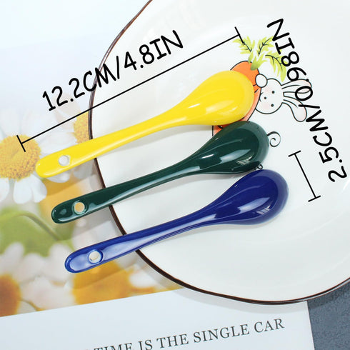 4.8” Ceramic Spoon Small Coffee Spoon Stir-stirring Spoon Asian Ceramic Spoons for Coffee Tea Yogurt Sauce Sugar Salt and Desserts Demitasse Espre...