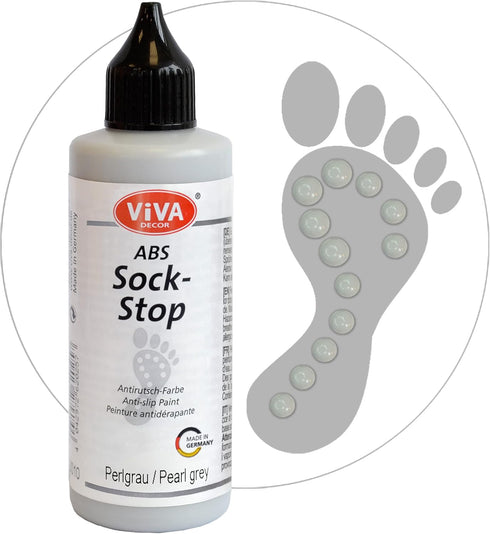 Viva Decor ABS Sock Stop (2.77 Fl oz, Pearl Grey) - Fabric Paint for Non-Slip Socks, Bath Mats & More - Latex-Free, Water-Based, Washable - for Gr...