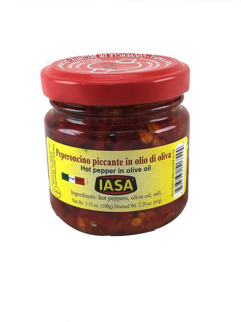 Iasa Peperoncino Piccante Hot Red Peppers in Olive Oil 100 Gr Jar...