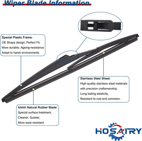 Rear Windshield Wiper Blade for Toyota RAV4 19-23, 01-12 Highlander 01-19 Matrix Venza 09-16 Yaris 04-19 Land Cruiser 08-21, for Dodge Durango 11-...