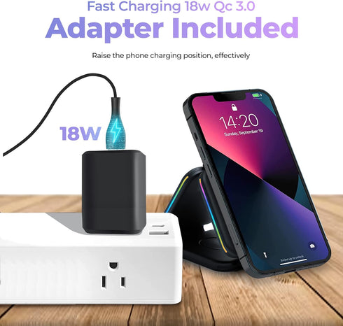 3 in 1 Wireless Charger Magnetic Foldable 3 in 1 Charging Station Fast Wireless Charging Pad for iPhone 14/Pro/Max/Plus/13/12 Series AirPods 3/2/P...