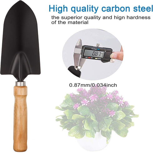 Garden Little Tool Sets - Wooden Handle Black Metal Gardening Tools Include: Trowels, Cultivator and Trans-Planter - Awesome for Family Use Growin...