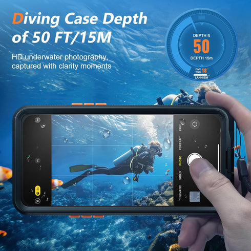 Mitywah Waterproof Case for iPhone, Underwater Snorkeling Diving Phone Case for iPhone 15 14 13 12 /15Pro 14Pro 13Pro 12Pro, HD Underwater Photogr...