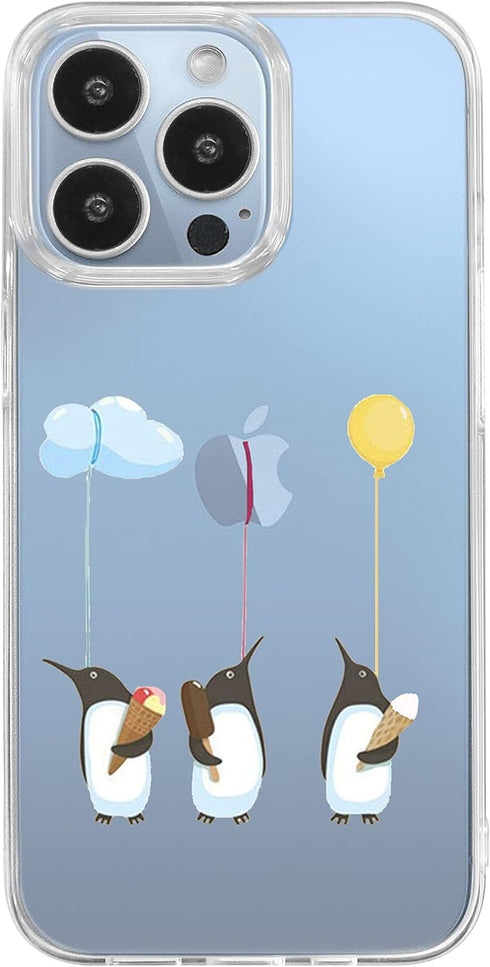 Blingy's for iPhone 13 Pro Case (6.1 inch), Fun Penguin Style Cute Cartoon Animal Design Transparent Soft TPU Protective Clear Case (Penguins)...