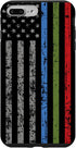 iPhone 7 Plus/8 Plus Police Military and Fire Thin Blue Green Red Line Flag Case...