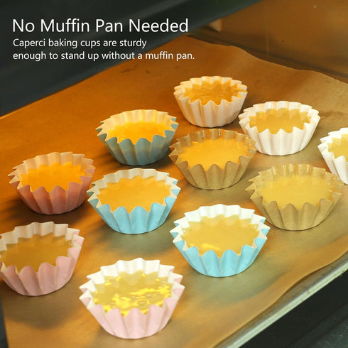 Caperci Heavy Duty White Mini Cupcake Liners 200 Counts - Grease-Resistant Paper Muffin Baking Cups, Odorless, No Muffin Pan Needed, Easily Peels ...