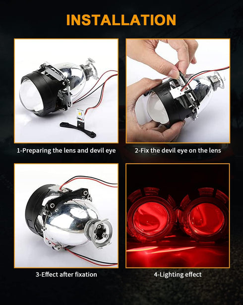 Qasim LED Devil Eye DRL LED Module for Projector Lens Retrofit DIY Red Demon Evil Eye-2Pack...