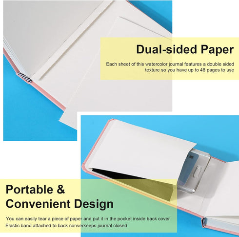 Teling 2 Pcs Watercolor Sketchbook with 3 Brush Pens, 140lb/300gsm Paper, Small Portable Travel Watercolor Journal, Pocket Notebook with Folding P...