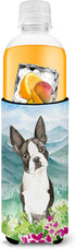 Caroline's Treasures CK2544MUK Mountain Flowers Boston Terrier Ultra Hugger for Slim cans Can Cooler Sleeve Hugger Machine Washable Drink Sleeve H...