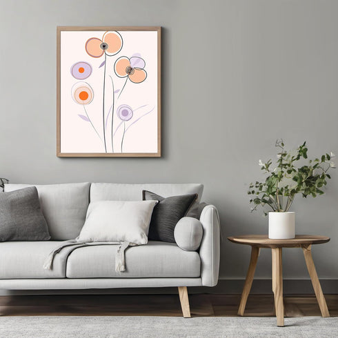 Posterizer 1 pcs-minimalist dainty flowers in orange and purple art 8-Abstract & Modern Art-Floral & Botanical Art-Chic Home Decor- unframed wall ...