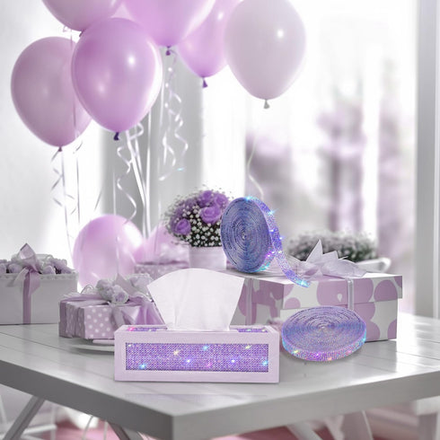 Self Adhesive Purple AB Rhinestone Ribbon Crystal Strips,Bling Christmas Resin Rhinestone Diamond Sticker for DIY Crafts,Wedding,Halloween Christm...