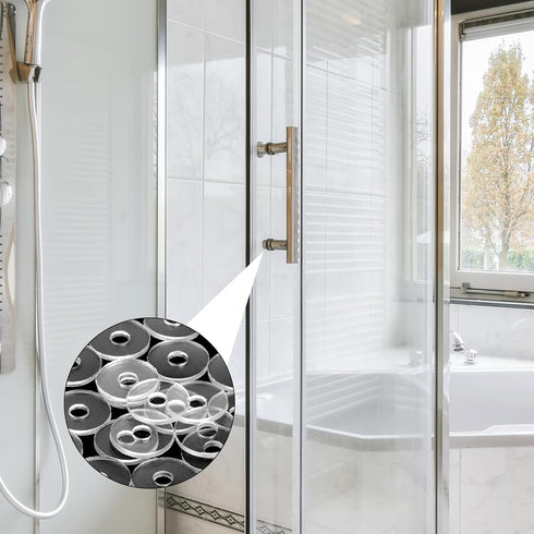 30 Pack 3/4 Inch Clear Plastic Washers, Flat Vinyl Replacement Parts Clear Washer Spacer Nylon Washers for Glass Shower Door Handle Towel Bars Sta...