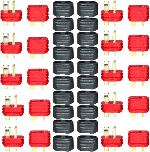 10 Pairs Amass T-Plug Connector Anti-Slip Male and Female Connector Adapters with Caps for RC LiPo Battery Motor ESC Controller...