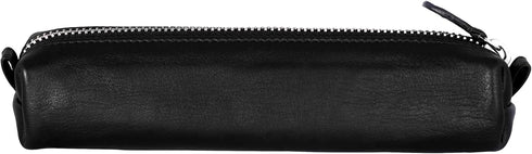 Leather Zippered Fountain Ballpoint Rollerball Pens and Pencils Case Holder Pouch Genuine Full Grain Soft Nappa Leather (Black)...