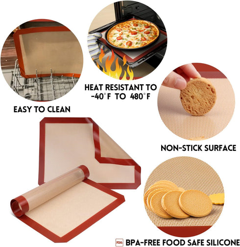 STATINT Non-Stick Silicone Baking Mat, Premium Food Safe - Pack of 2, for Cookie Oven Reusable Mat, 16.5" x 11.6"...