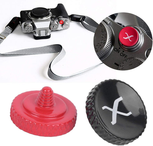 Alloy Black + Red Paint Spraying Treatment Camera Shutter Release for X Series Cameras with Rubber Ring Shutter Fuji Soft Release Fuji Shutter Rel...
