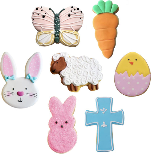 Easter Cookie Cutters 7-Pc Set Made in USA by Ann Clark, Easter Bunny, Egg, Holy Cross, Carrot, Butterfly, Lamb...