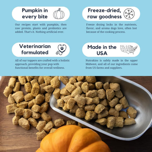 Salmon & Pumpkin Topper for Dogs - Freeze Dried Dog Treats & Toppers, Raw Mixers for Meals, Healthy for Picky Eaters, Natural & Wholesome Protein ...
