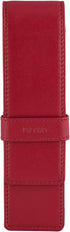 Leather Double Pen Case Pencil Pouch Holder for Two Fountain Ballpoint Rollerball Pens and Pencils (Red)...