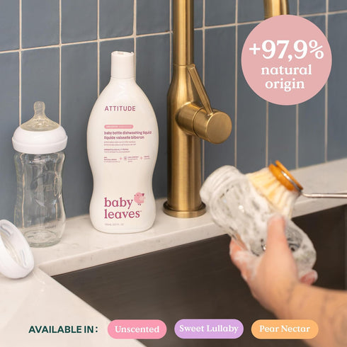 ATTITUDE Baby Dish Soap and Bottle Cleaner, EWG Verified Dishwashing Liquid, No Added Dyes or Fragrances, Tough on Milk Residue and Grease, Vegan,...
