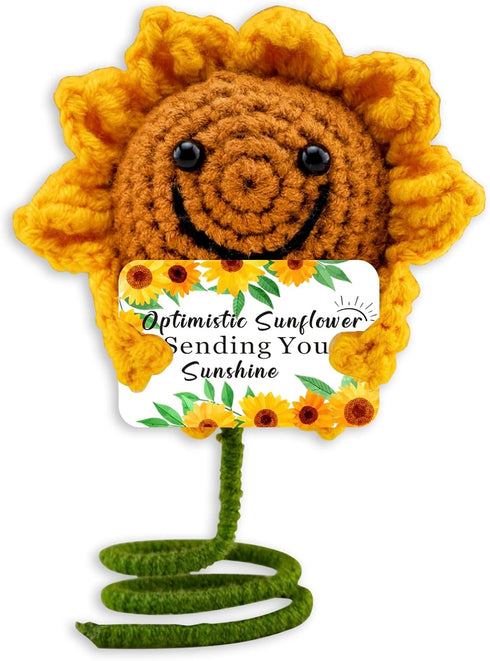 Friendship Gifts for Women Best Friend Keychain for Women Sunflower Crochet Doll Friends Gifts 3 inch Knitted Wool Doll with Positive Card...