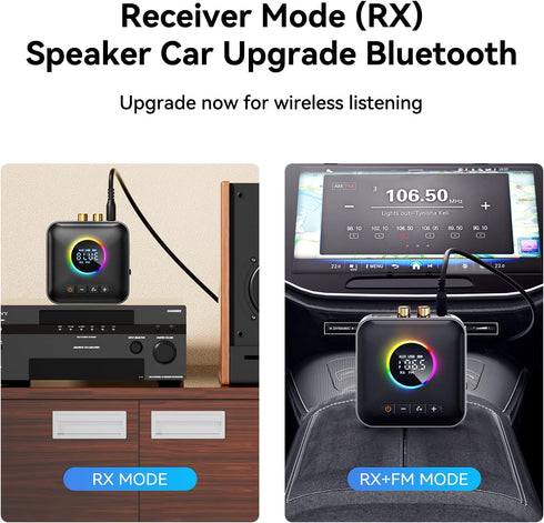 M10 RGB Upgraded Bluetooth 5.4 Audio Receiver Transmitter for TV Home Stereo/Speakers Bluetooth Audio Adapter with Display, USB, RCA, 3.5 mm AUX, ...