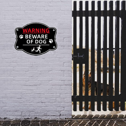 2 Pack Beware of Dog Signs, 10x8 Inch Reflective Aluminum Metal Dog Warning Signs, Durable Ink & Fade Resistant & Weatherproof Beware of Dog Signs...