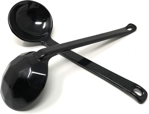 ASIAN HOME Black Melamine Japanese Long Handle Spoons for Ramen, Soup, Hot Pot Eating, Mixing, Stirring 8.25 Inches (2 Spoons)...