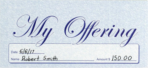 My Offering - Church Tithe/Donation Envelopes – Blue, Simple Design, Easy-open Tab, Fits Bills & Checks, Name, Date & Amount, Malachi 3:10 KJV Ver...