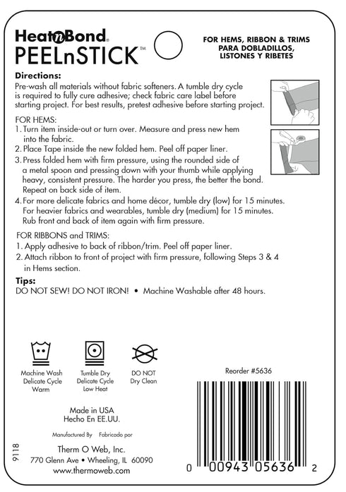 HeatnBond PeelnStick Fabric Fuse Adhesive 5/8" x 40 ft Roll...