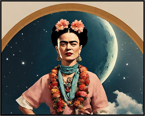 Posterizer 1 pcs- Frida Kahlo inspied art-sci fi space abstract art-Famous Figures Art Collection-Abstract & Modern Art- Living Room Bedroom Decor...