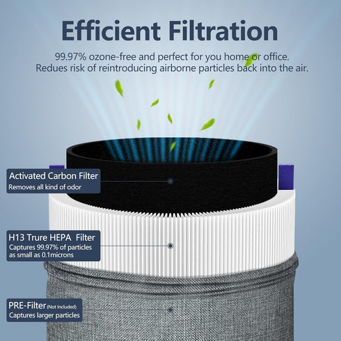 2 Pack Blue Pure 511 Filter Replacement Compatible with Blue Air 511 Air Purifier, H13 HEPA Filter with Activated Carbon Filter for Blue Pure 511...