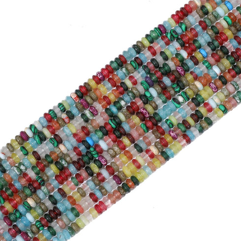 Natural Mix Colored Disk Stone Beads 4x2mm 160pcs Rondelle Loose Semi Gemstone Beads for Jewelry Making Design...
