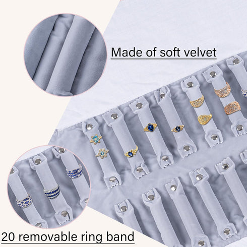 Travel Velvet Jewelry Roll Earrings Rings Necklaces Organizer Clutch Bag for Ring Gift Idea...
