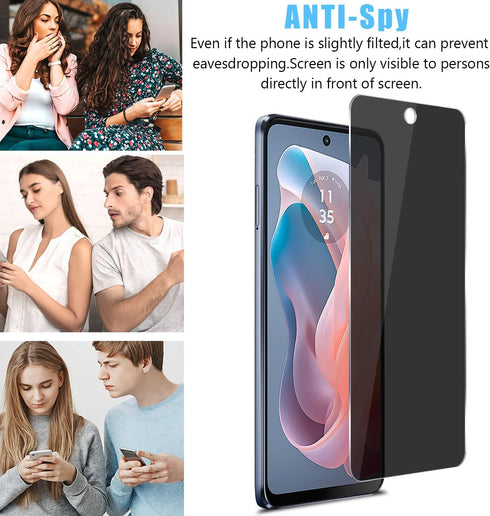 [2+2 Pack for Moto G Power 5G (2024) Privacy Tempered Glass Screen Protector and Camera Lens Protector, Anti-Spy 9H Hardness Case Friendly Film fo...