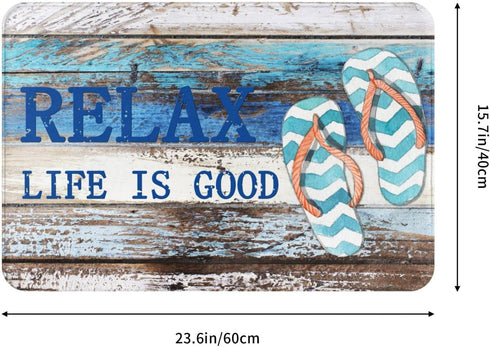 Beach Nautical Old Planks Coastal Ocean Relax Fun Indoor Door Mat Non-Slip Home Bath Room Decoration Mat Rug Housewarming Gift 23.6in*15.7in...
