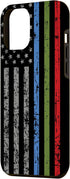 iPhone 12 Pro Max Police Military and Fire Thin Blue Green Red Line Flag Case...