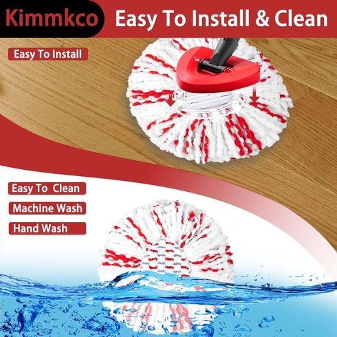 3 Pack Spin Mop Heads Replacement - 40% More Cleaning Power, Spin Mop Replace Refills Compatible with O Cedar Easy Wring 1-Tank System, Deep Clean...