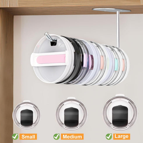 2 Pack 10.8" Tumbler Lid Organizer, Cup Lid Organizers Storage Inside Cabinet for Yeti Stanley Simple Modern Tumbler Lids, Space Saving Cup Lid Ho...
