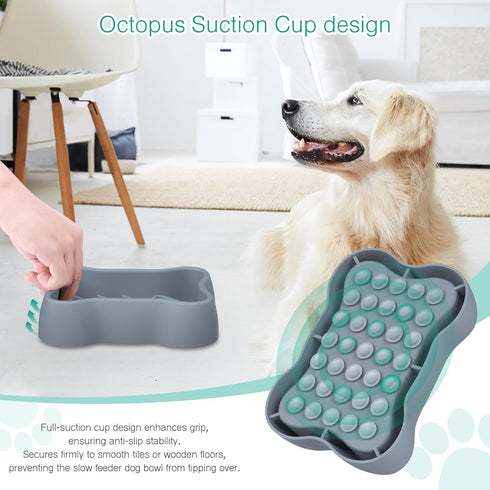 ORIA Slow Feeder Dog Bowls, Silicone Dog Slow Feeder, Anti-Choking Puzzle Dog Food Bowls, Interactive Dog Feeding Bowls with Non Slip Base, Machin...