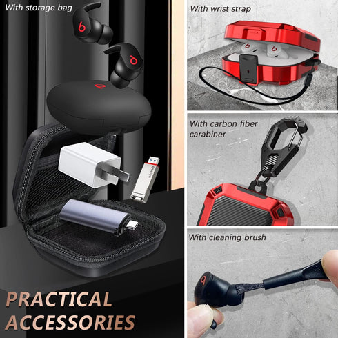 ?with Anti-Drop Lock? Carbon Fiber Beats Fit Pro Case Cover 2021,Shock-Absorbing Beats Fit Pro 2 Protector with Accessories Keychain/Zipper Storag...